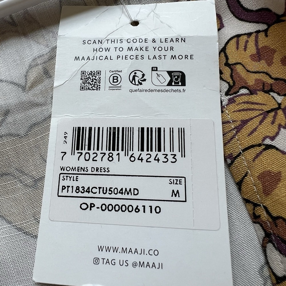 NWT! Maaji  Floral Spring Garden  3/4 Sleeves Short Swim Cover Up‎ Size M - Picture 6 of 10